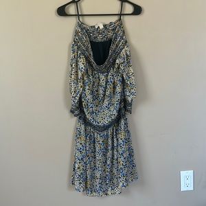 Michael Kors off the shoulder dress in blue and yellow floral pattern. Size XS.